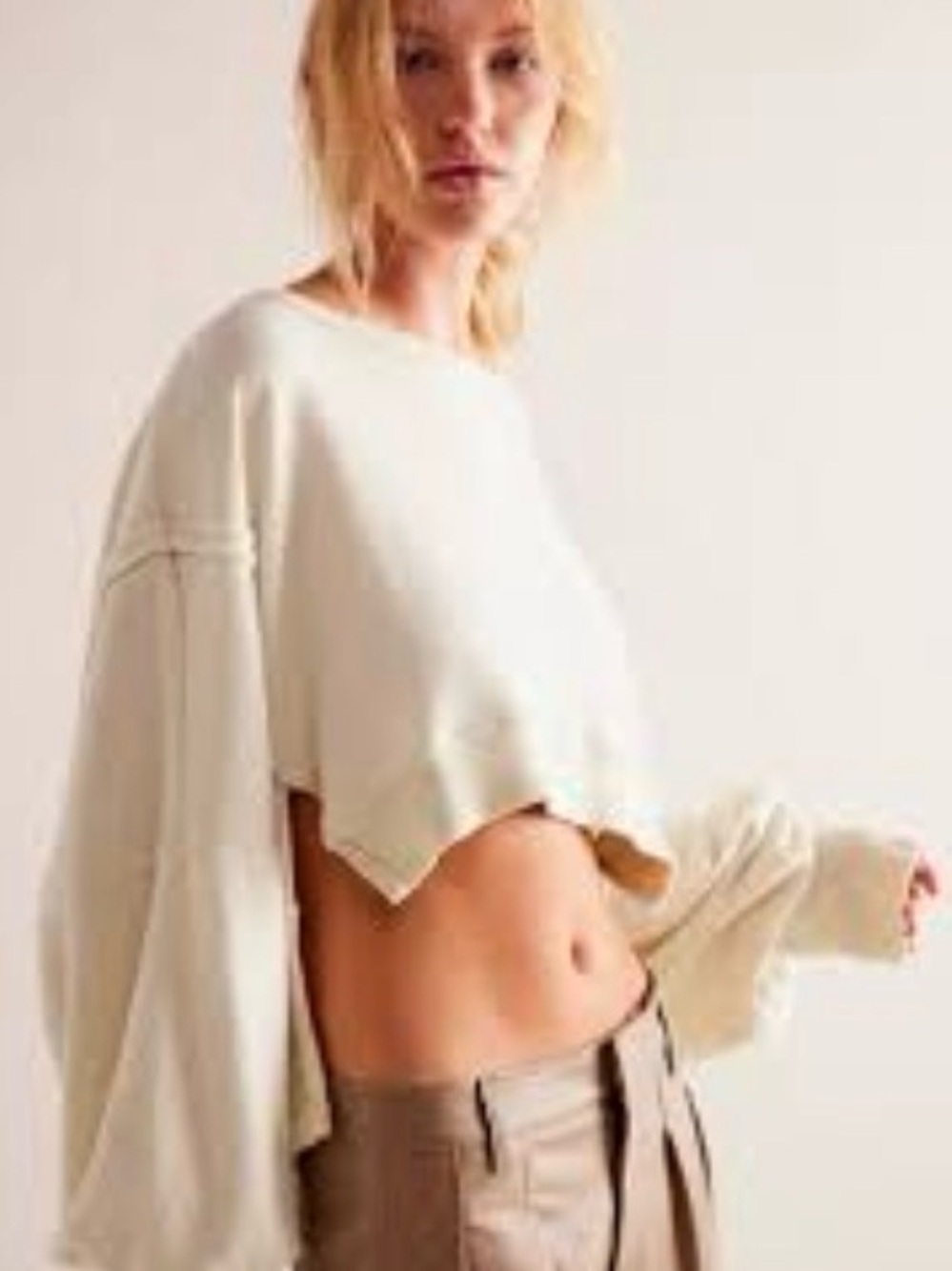 We The Free Cream Cropped Camden Sweatshirt